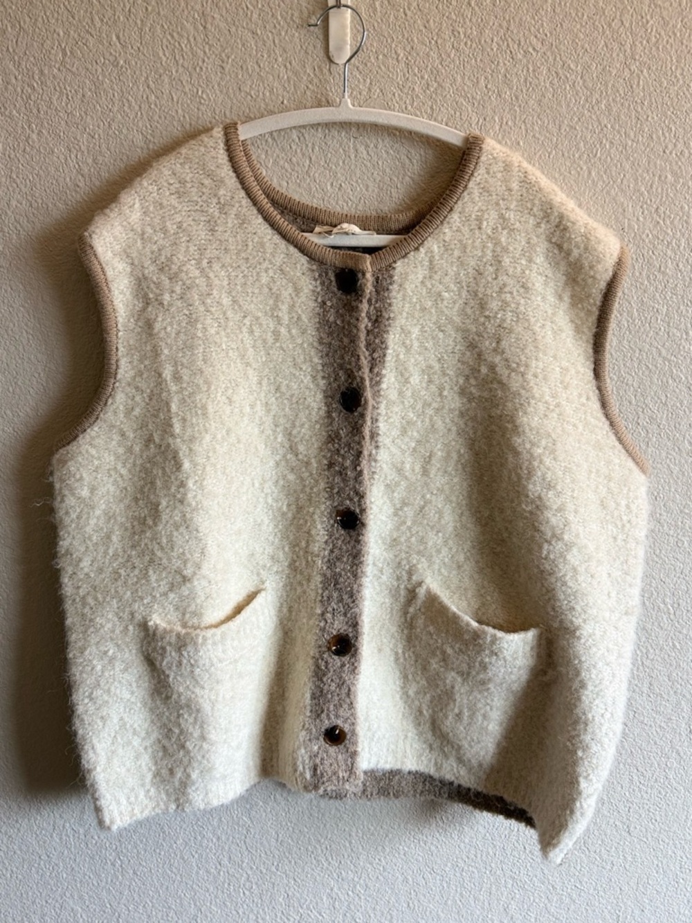 NWT grade & gather Ivory Sweater Vest Oversized Minimalist Peasant Size Large